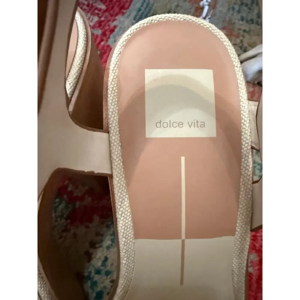 Dolce Vita Wallis Tan Leather Chunky Platform Heels Sandals Retro Festival Sz 9 - Picture 9 of 9